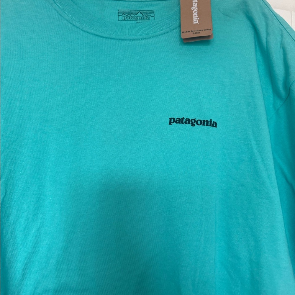Patagonia Teal Short-Sleeve Logo Tee XL men’s NWT - Picture 4 of 4